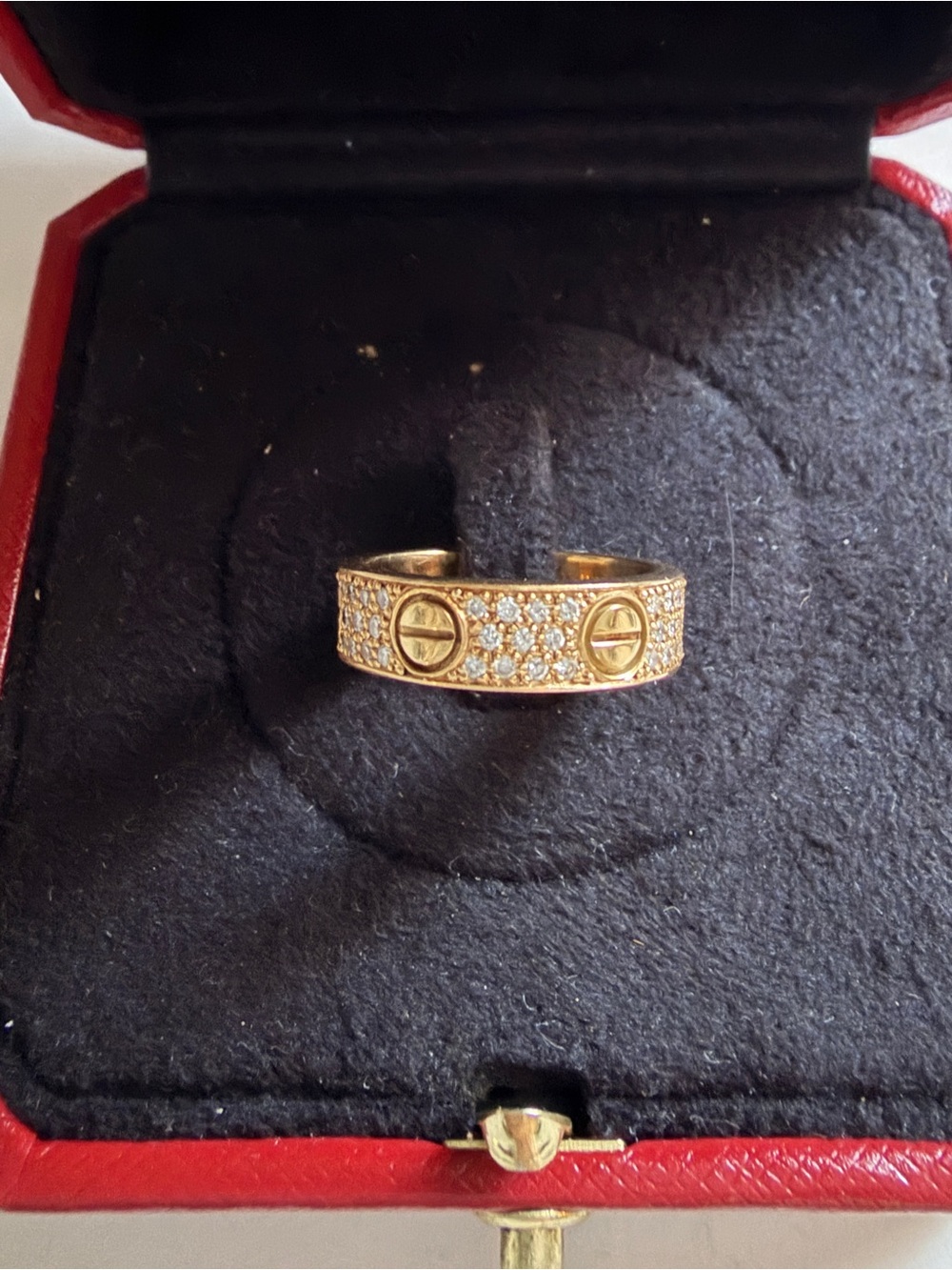 Cartier Love 18k Yellow Gold Diamond Paved Classic Model Ring